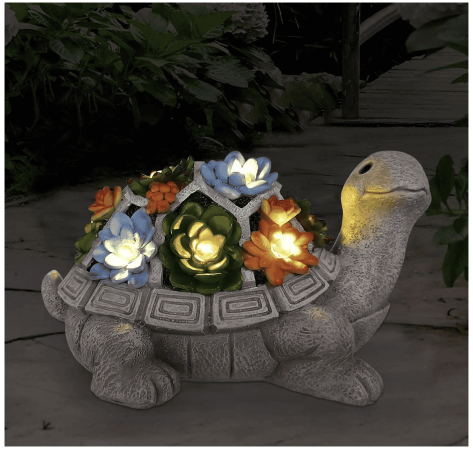 Solar Garden Turtle Statue