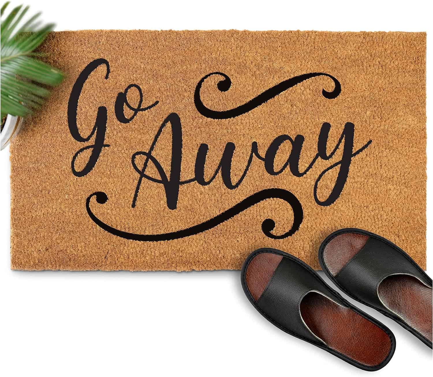 Go Away in Cursive Doormat