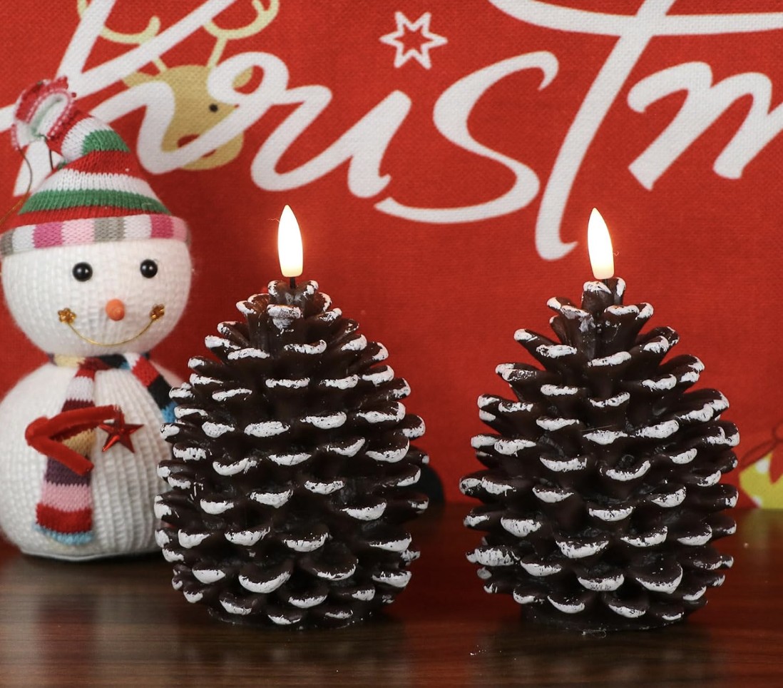 Flameless Pinecone Candles